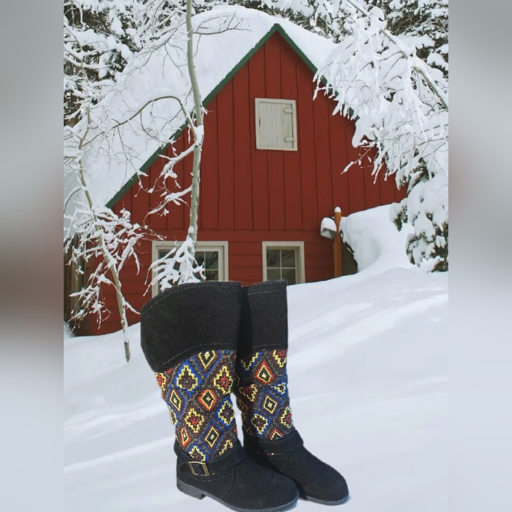 Muk Luks Slouchy Colorful Patterned Women's Boots - Picture 8 of 11